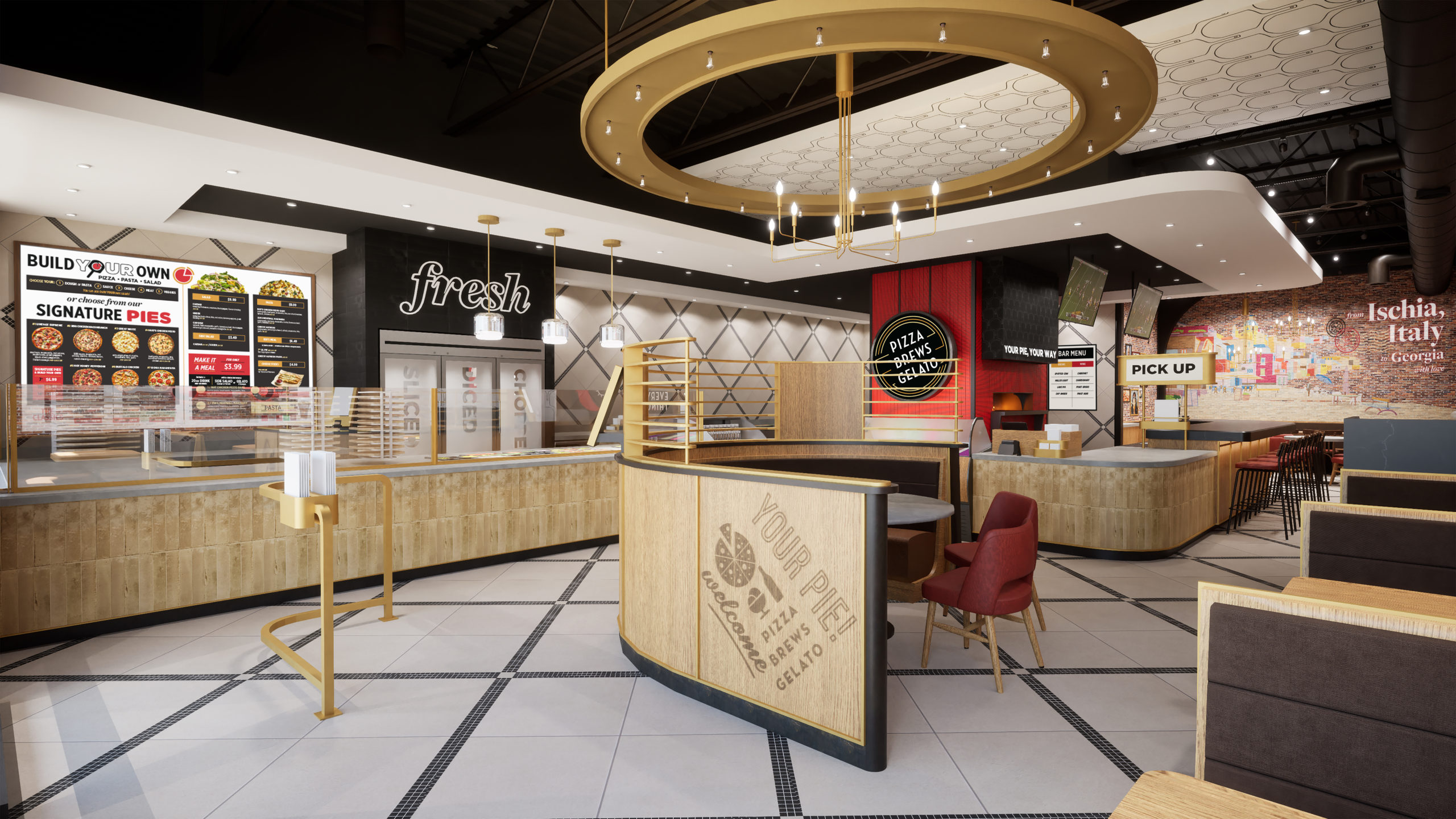 Interior of Your Pie Pizza Franchises For Sale