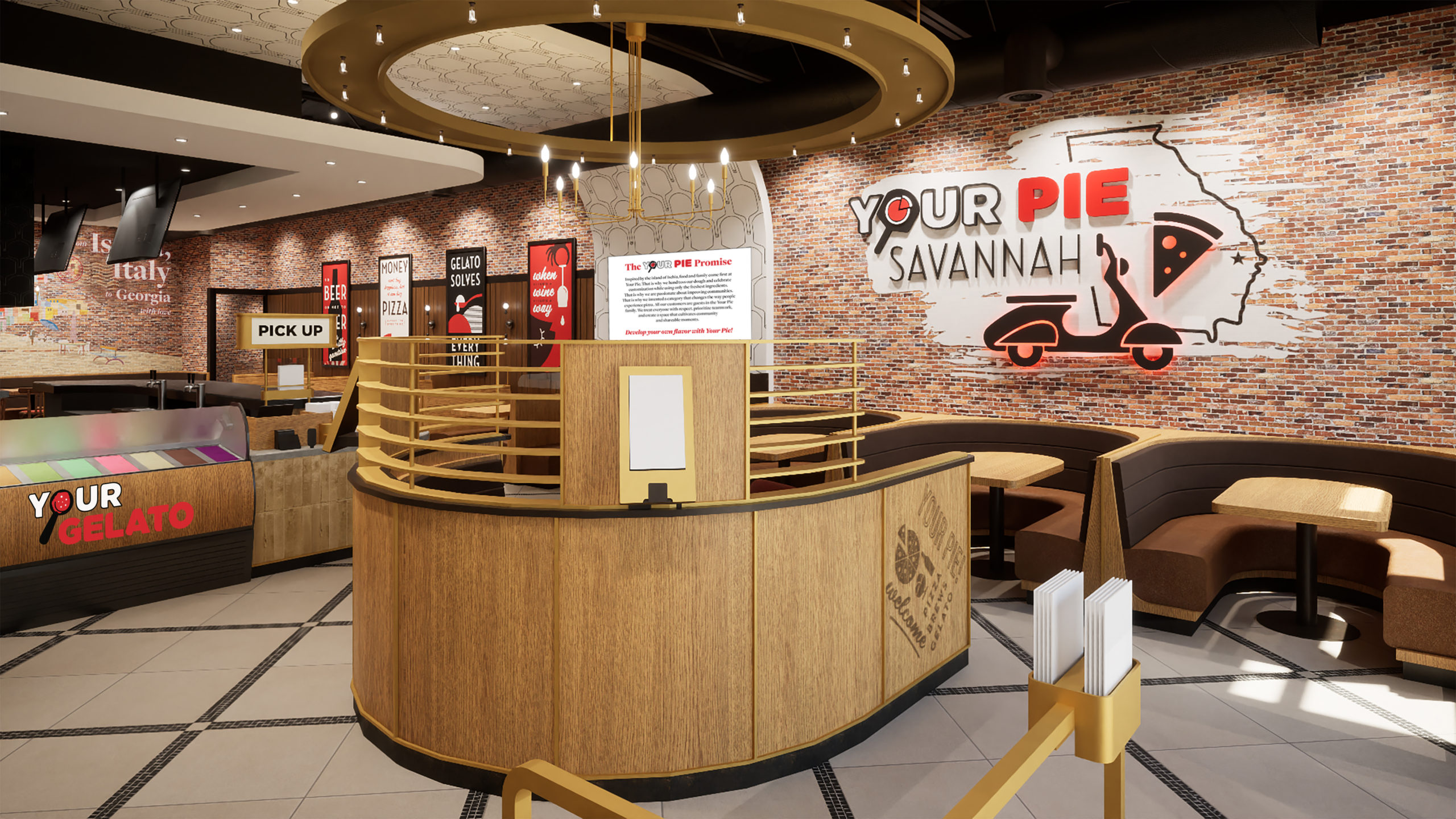 Interior of Your Pie Pizza Franchises For Sale